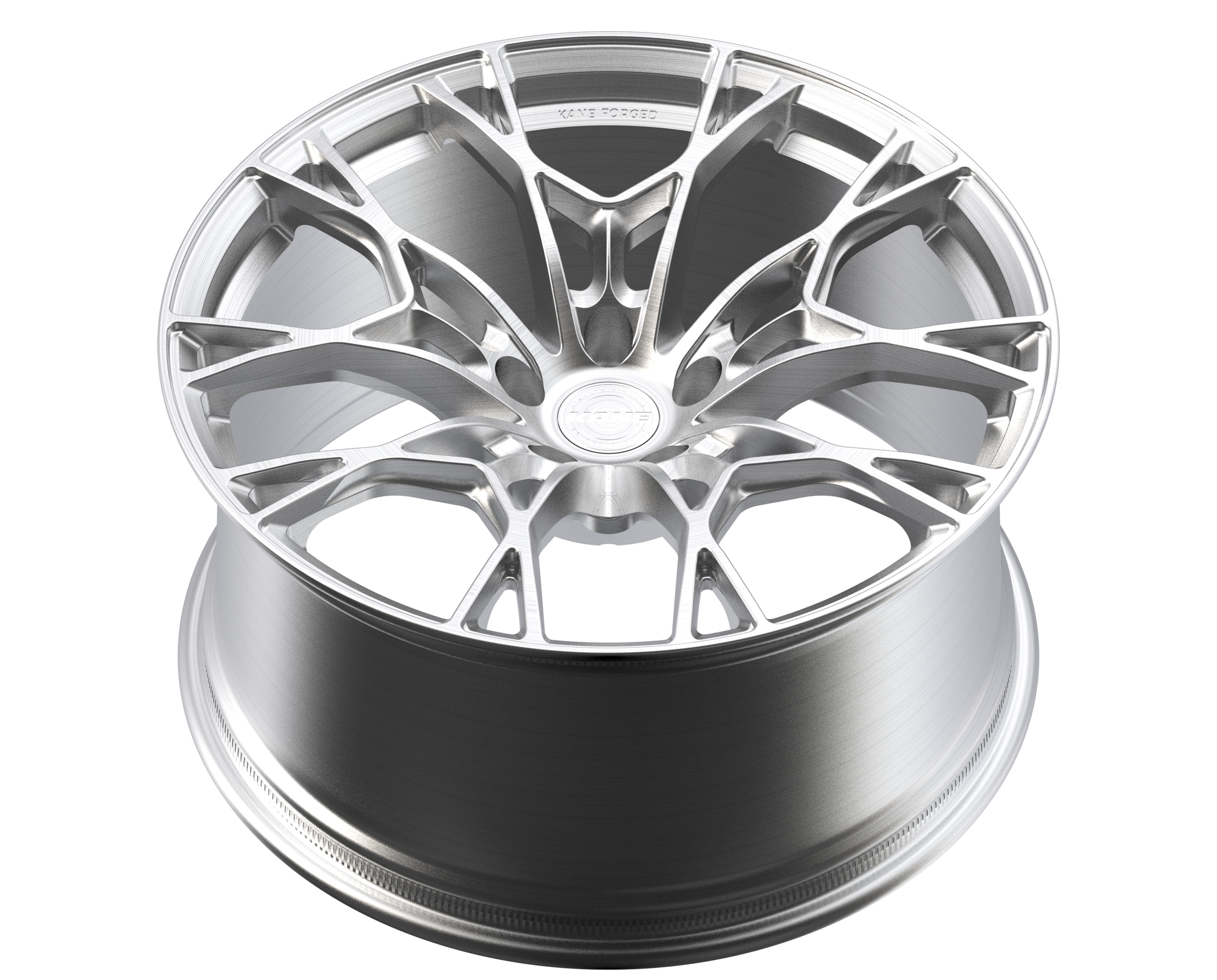 K-03 split 5-spoke forged monoblock in polished silver