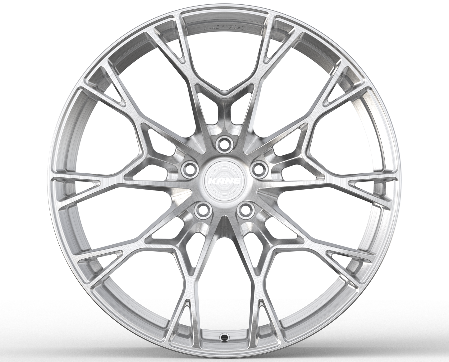 K-03 split 5-spoke forged monoblock in raw brushed aluminum