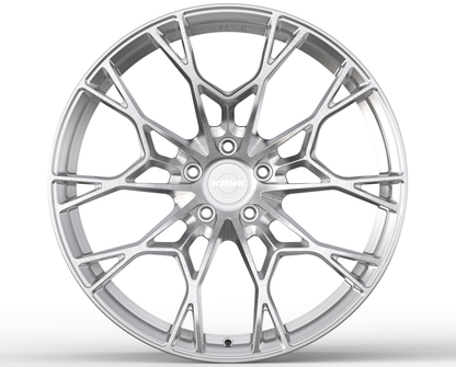 K-03 split 5-spoke forged monoblock in raw brushed aluminum