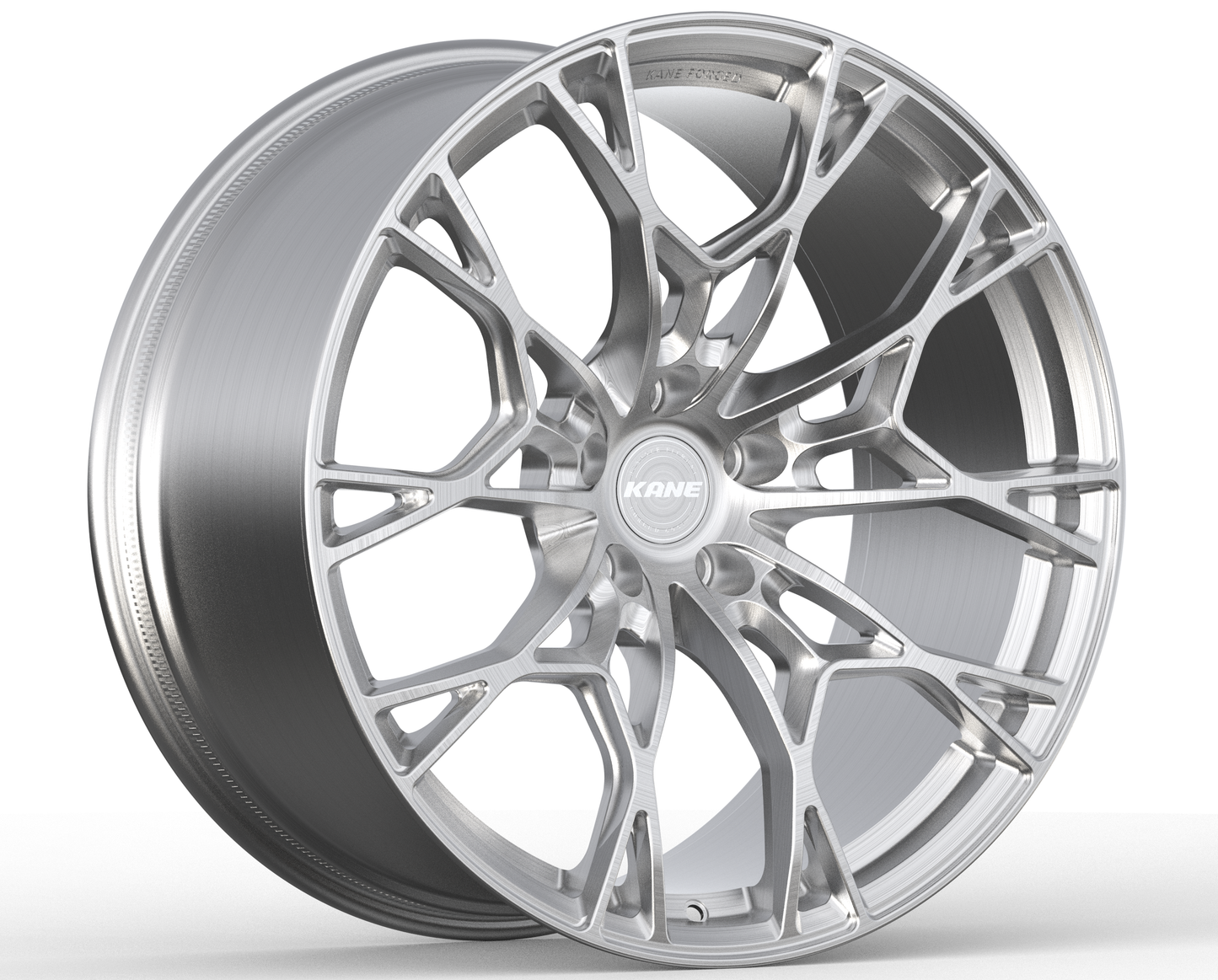 K-03 split 5-spoke forged monoblock in raw brushed aluminum