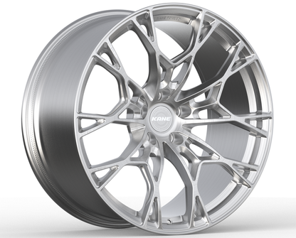 K-03 split 5-spoke forged monoblock in raw brushed aluminum